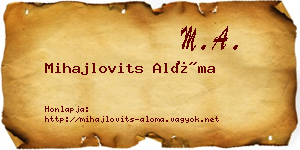 Mihajlovits Alóma névjegykártya